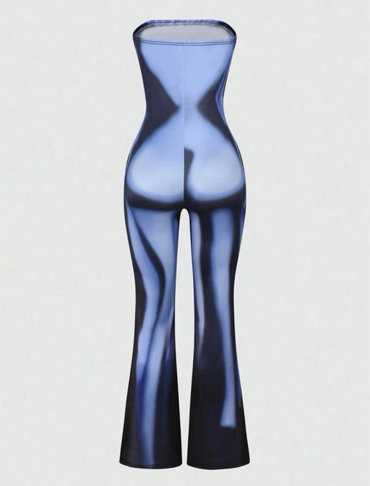 Body Heat Map Print Tube Jumpsuit