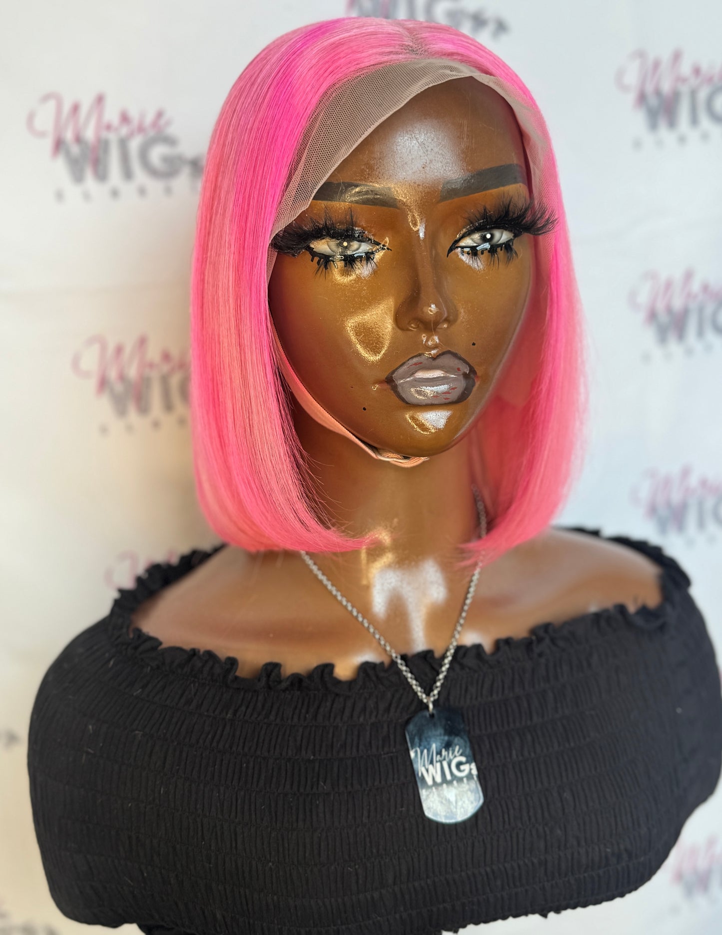 Ready to ship 12” pink bob wig