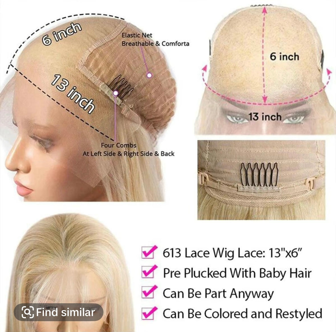 613 blonde hd front lace 13/6 straight