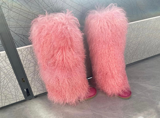 Over Knee High Mongolian Fur Boots