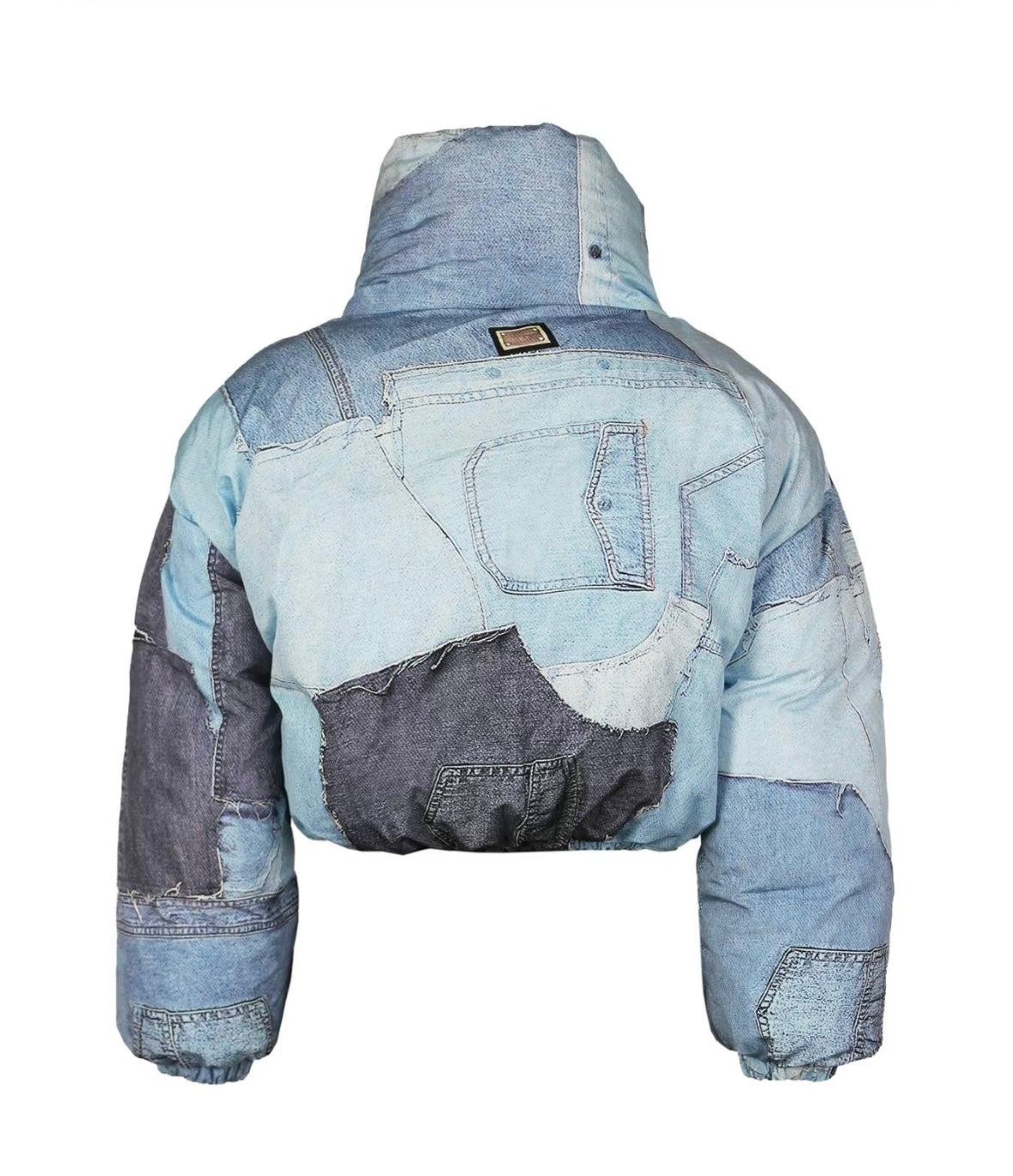 New arrival🔥 Woman denim effect print zip up hooded coat