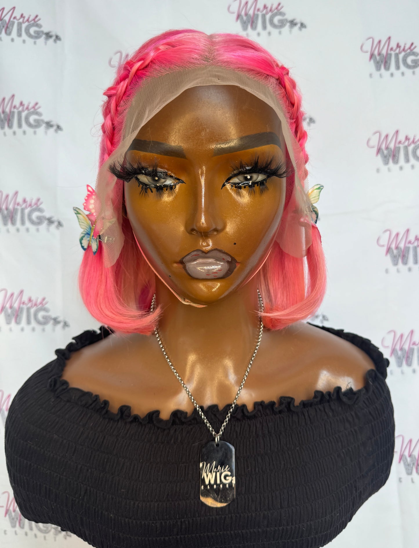 Ready to ship 12” pink bob wig