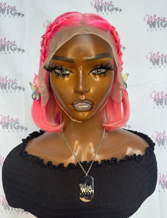 Ready to ship 12” pink bob wig