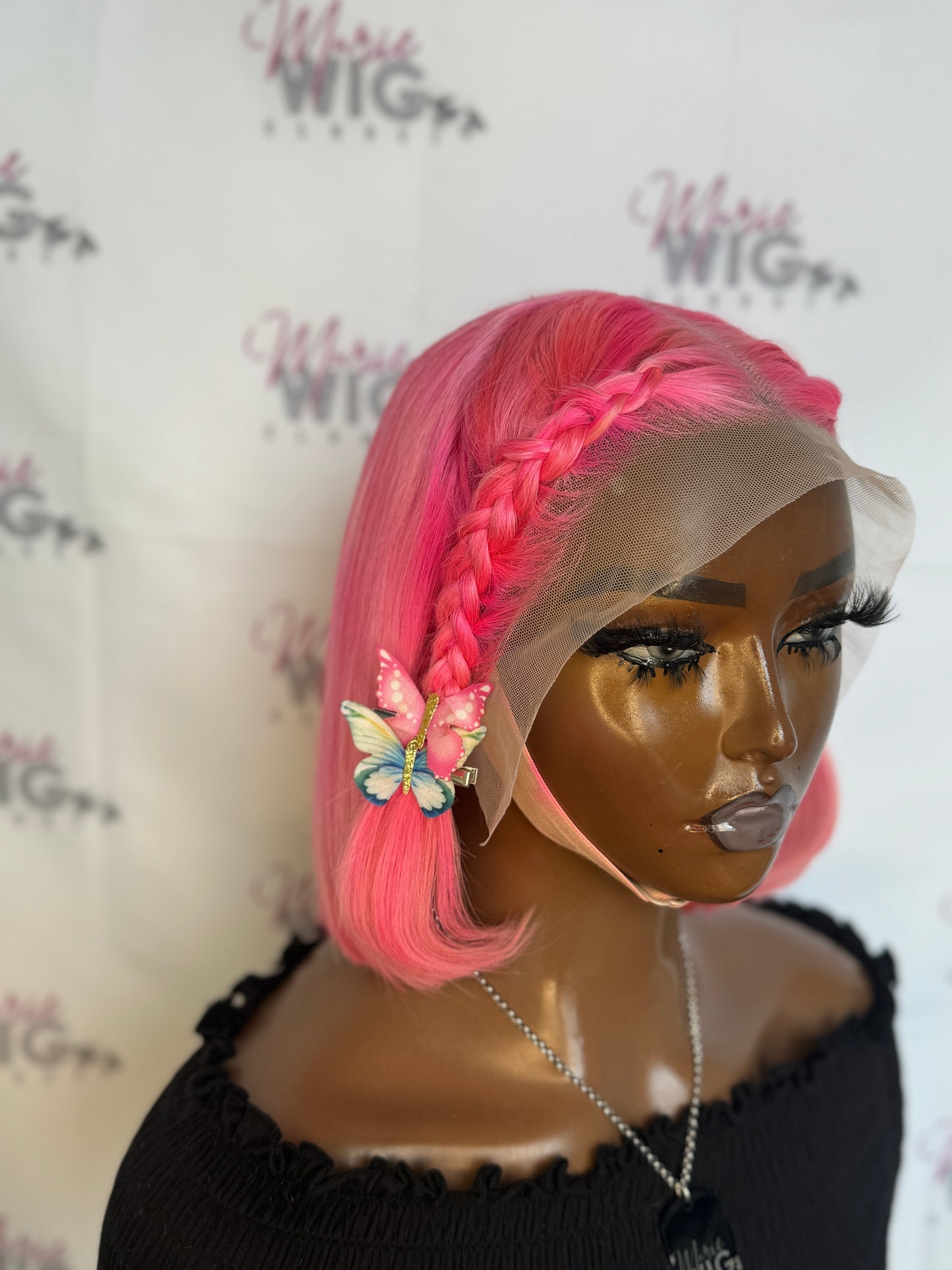 Ready to ship 12” pink bob wig