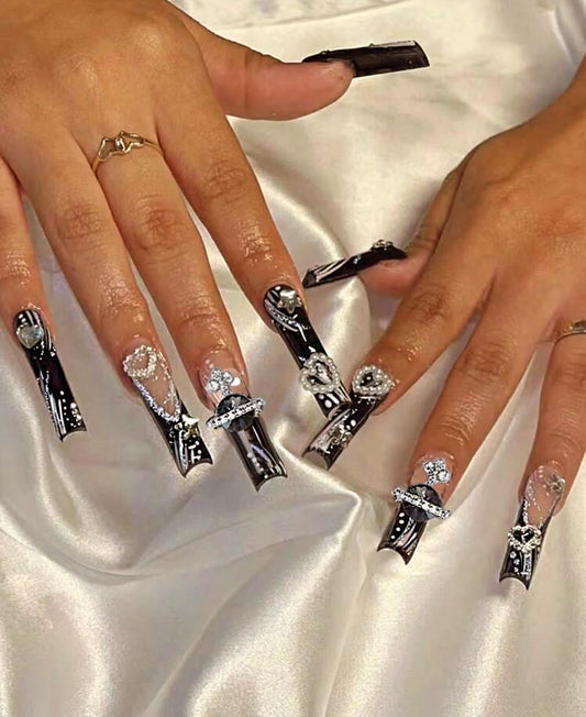 “Off black” press on nails