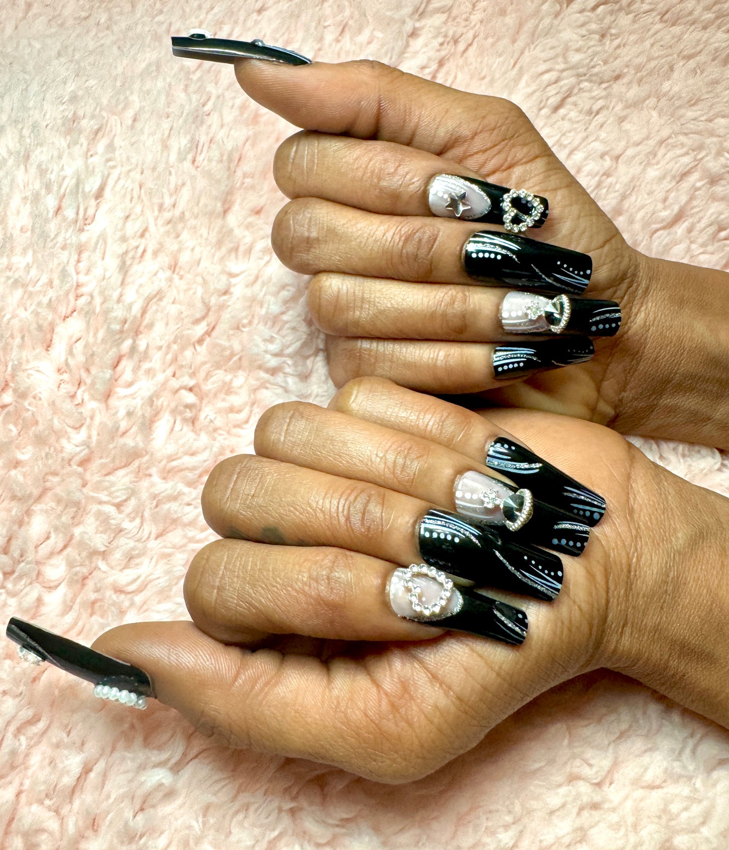 “Off black” press on nails