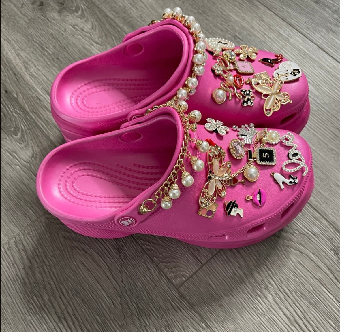 Pink crocs
