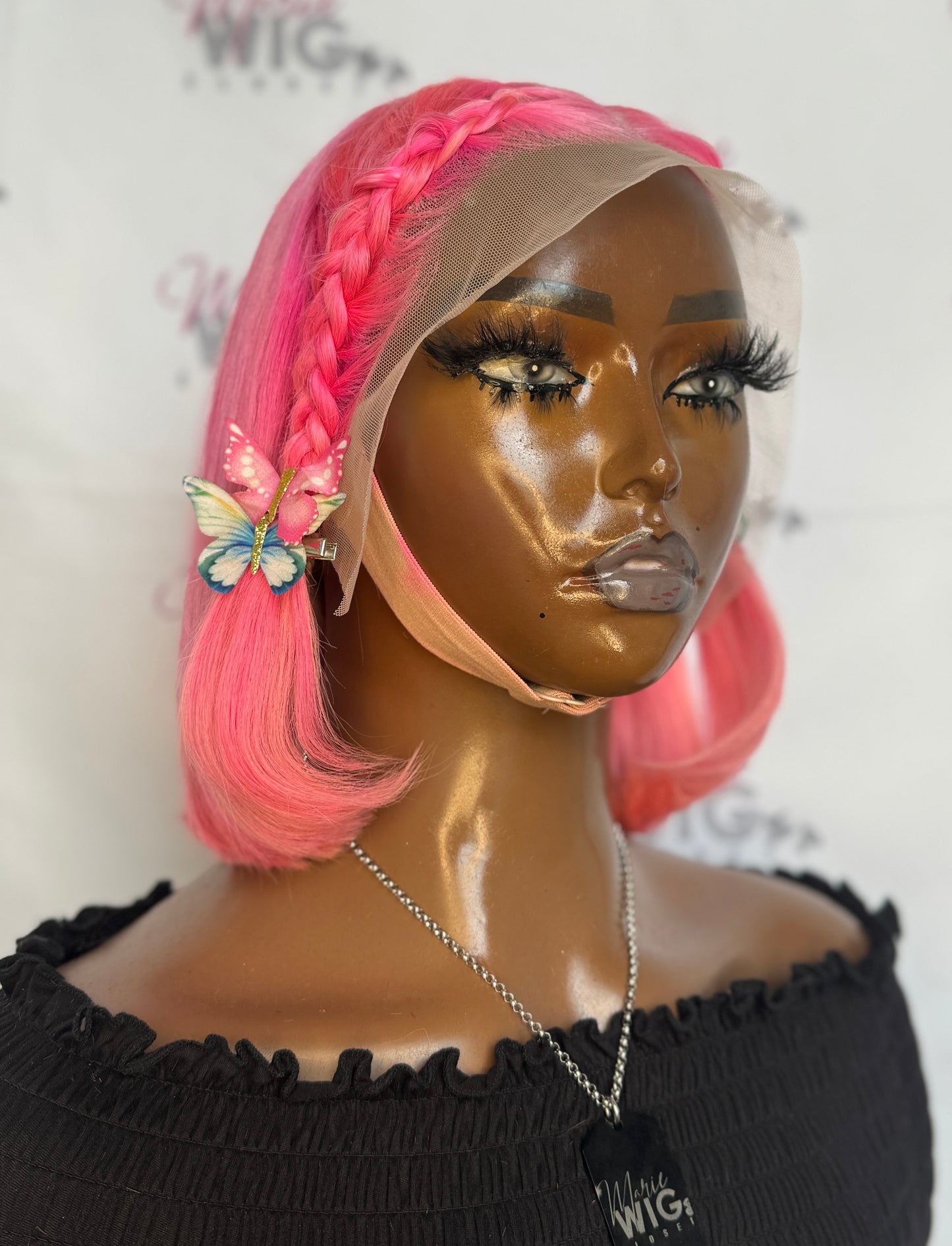 Ready to ship 12” pink bob wig