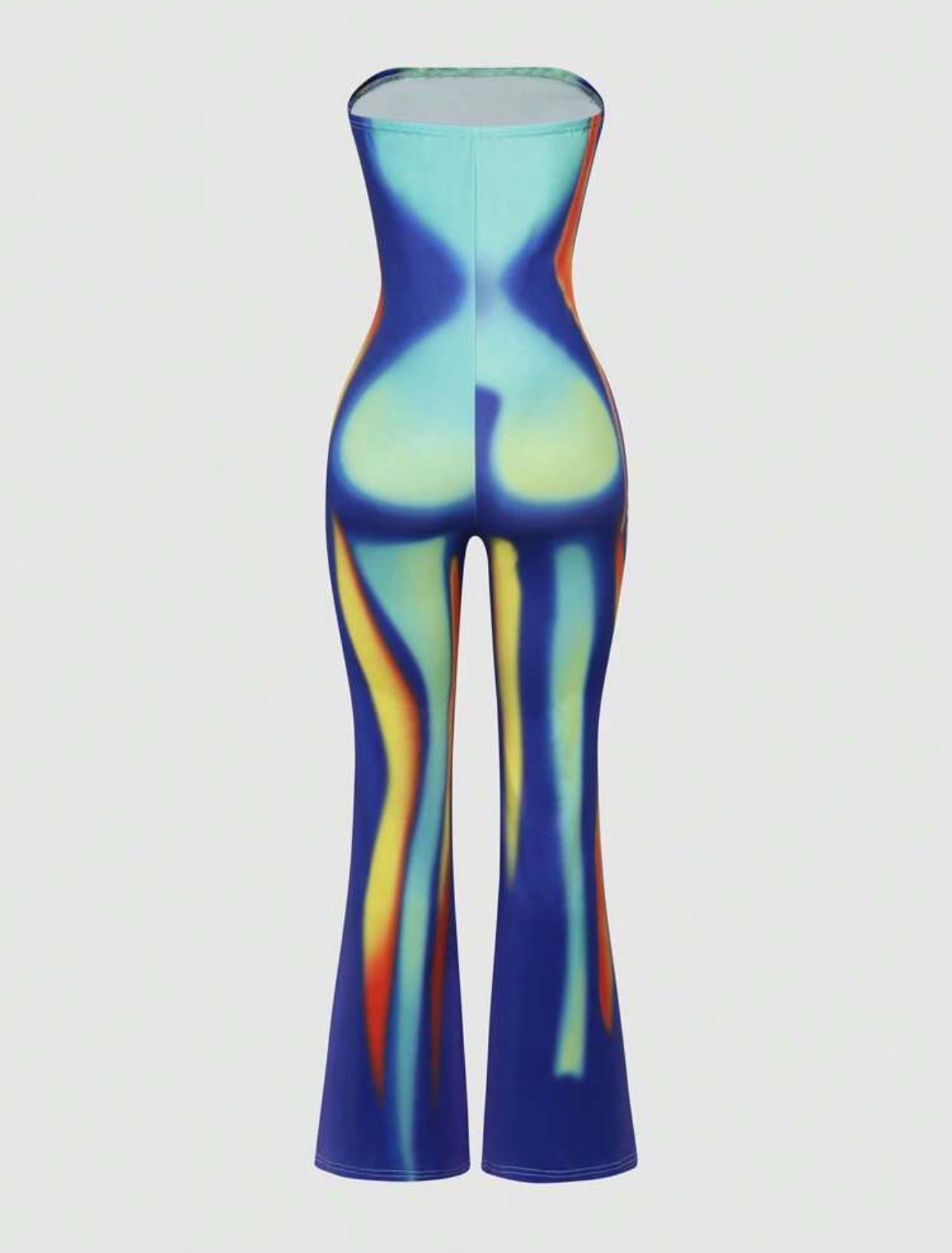 Tie Dye Flare Leg Tube Jumpsuit