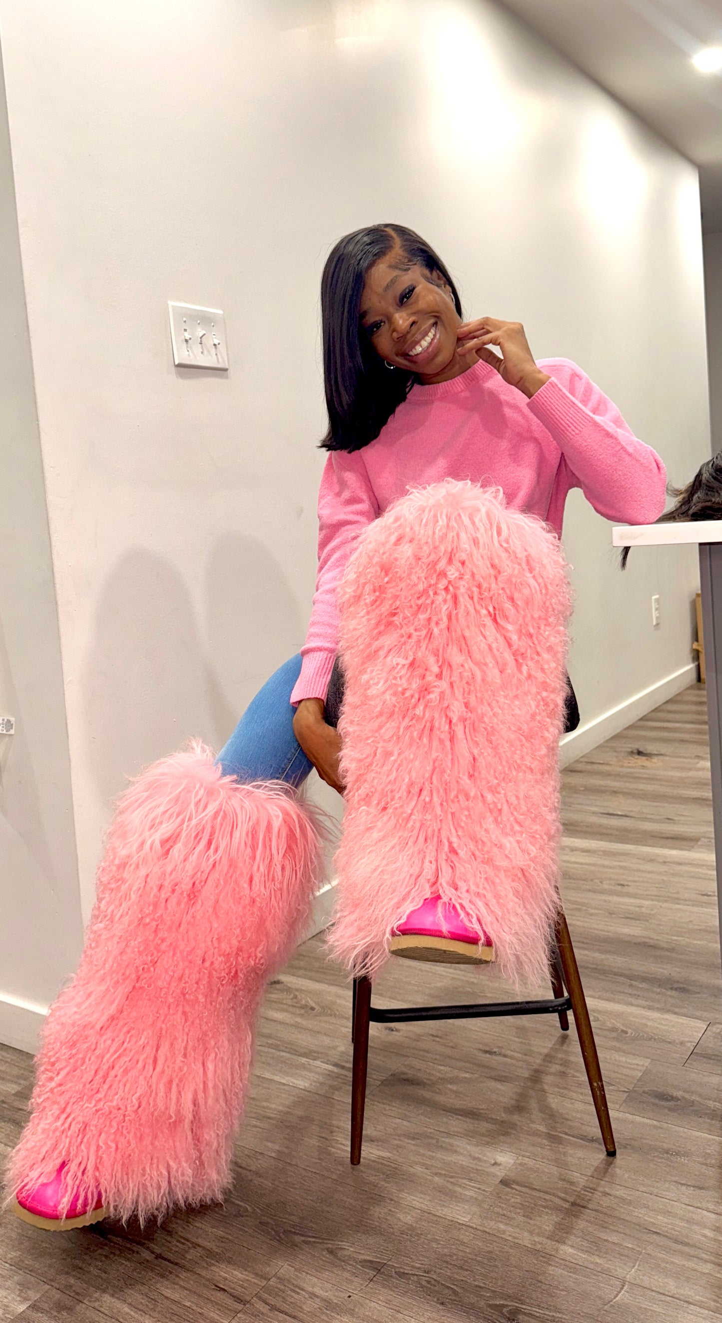 Over Knee High Mongolian Fur Boots