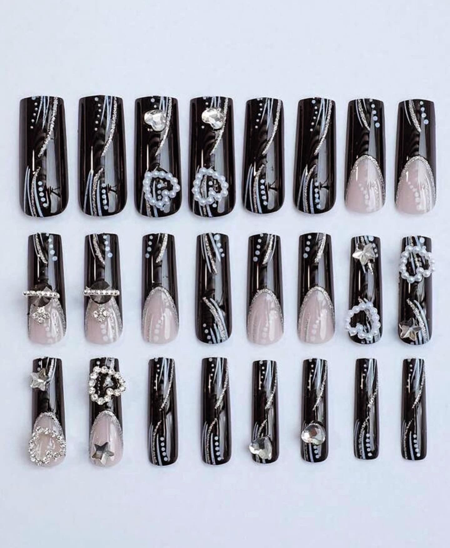 “Off black” press on nails