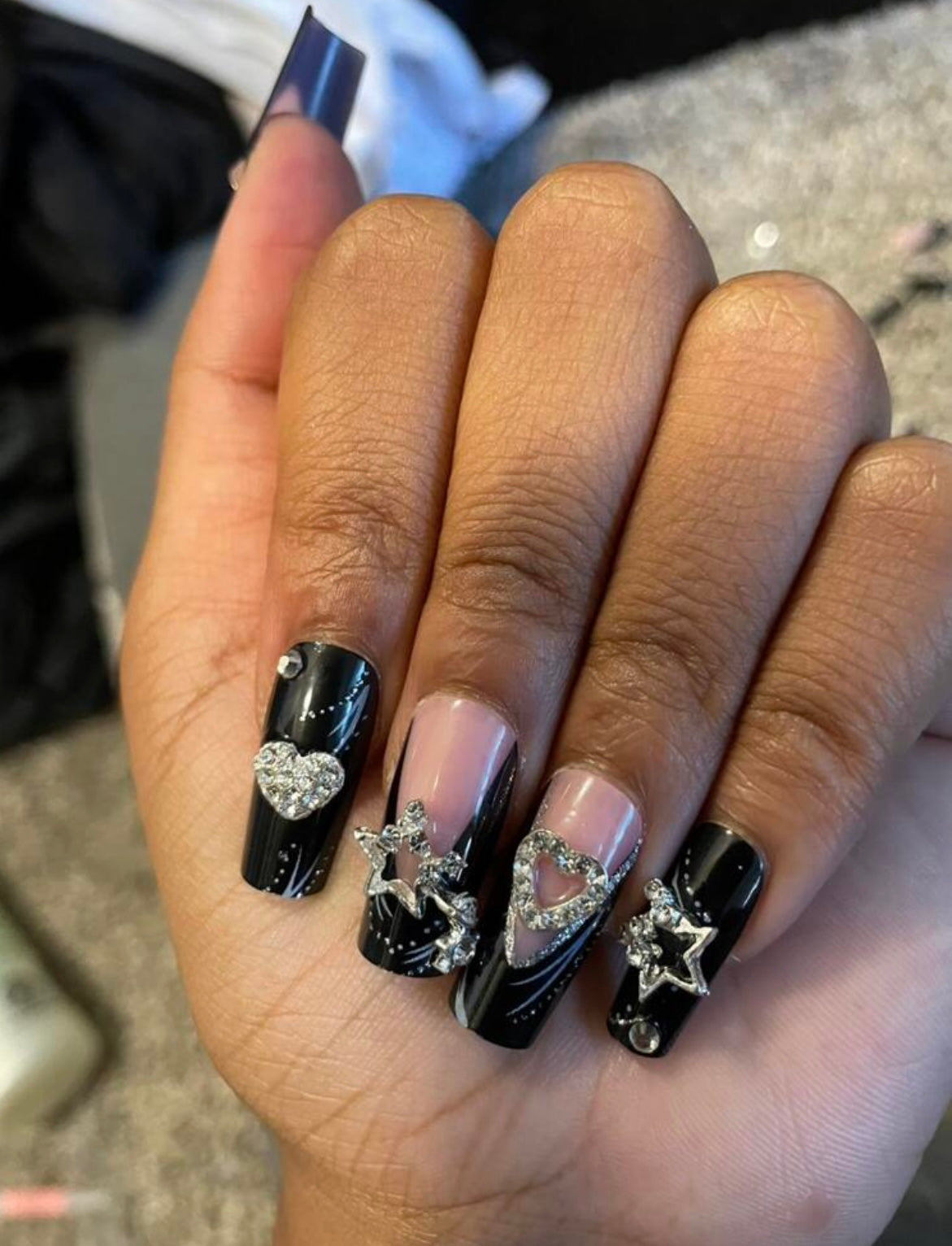 “Off black” press on nails