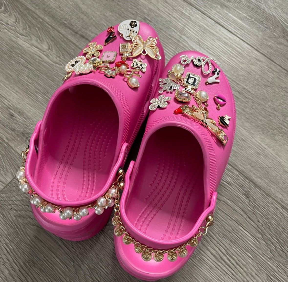 Pink crocs
