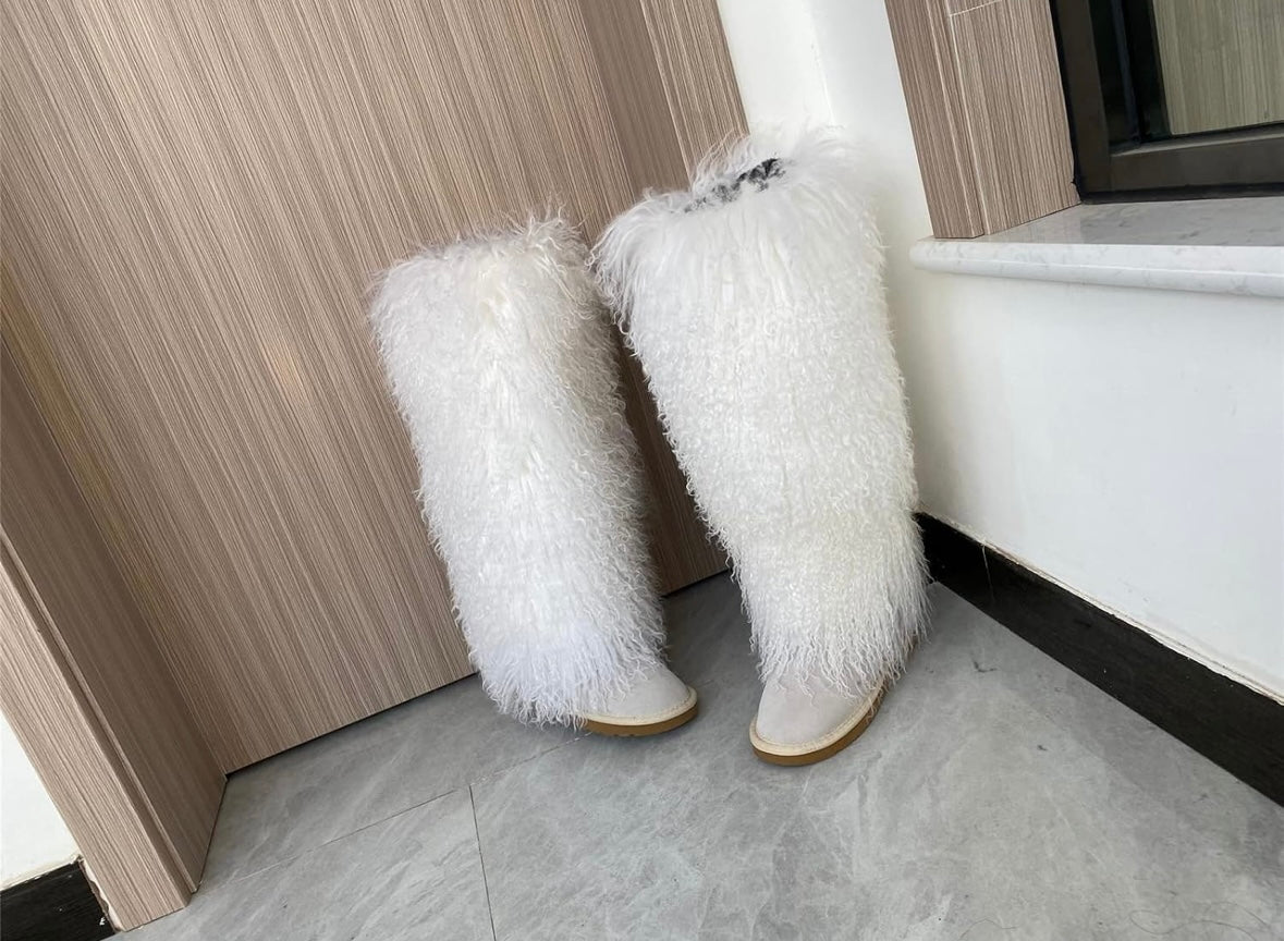 Over Knee High Mongolian Fur Boots