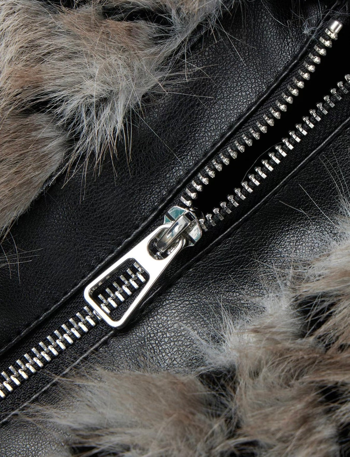 Woman striped pattern faux fur coat