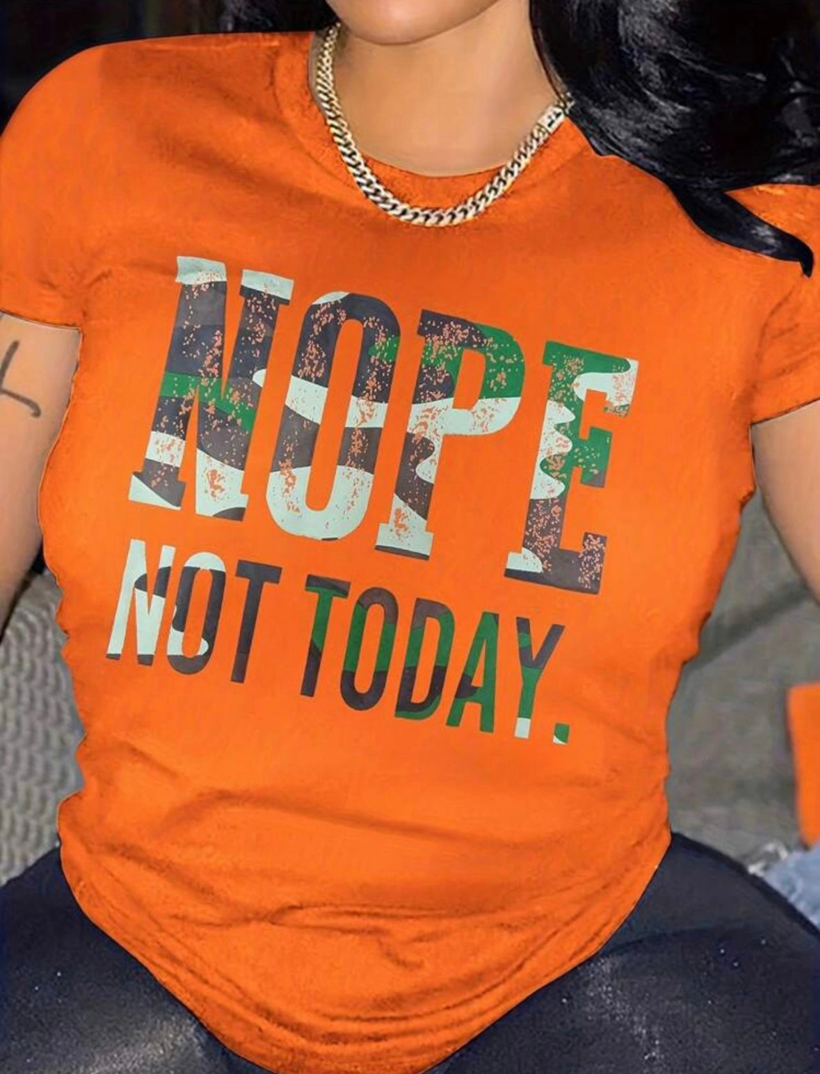 Slogan Graphic Round Neck Tee