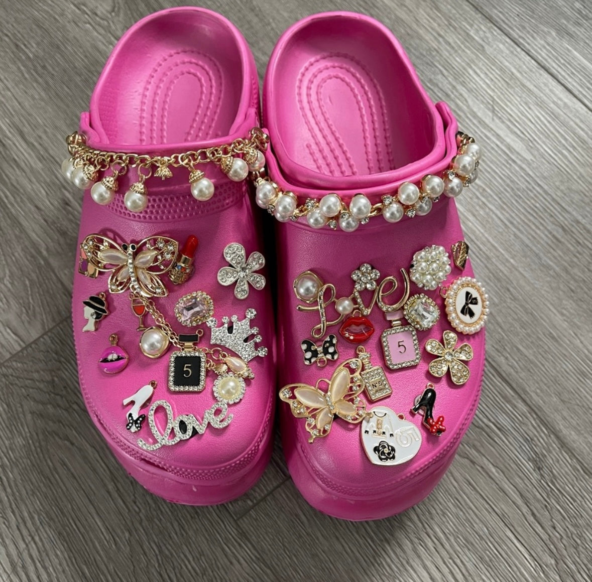 Pink crocs