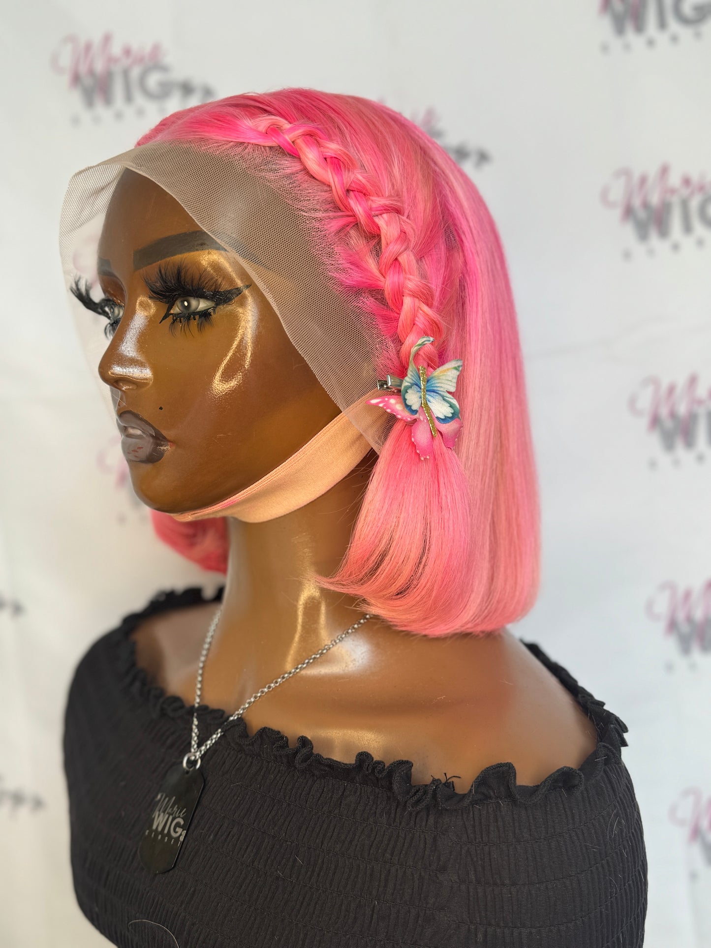 Ready to ship 12” pink bob wig