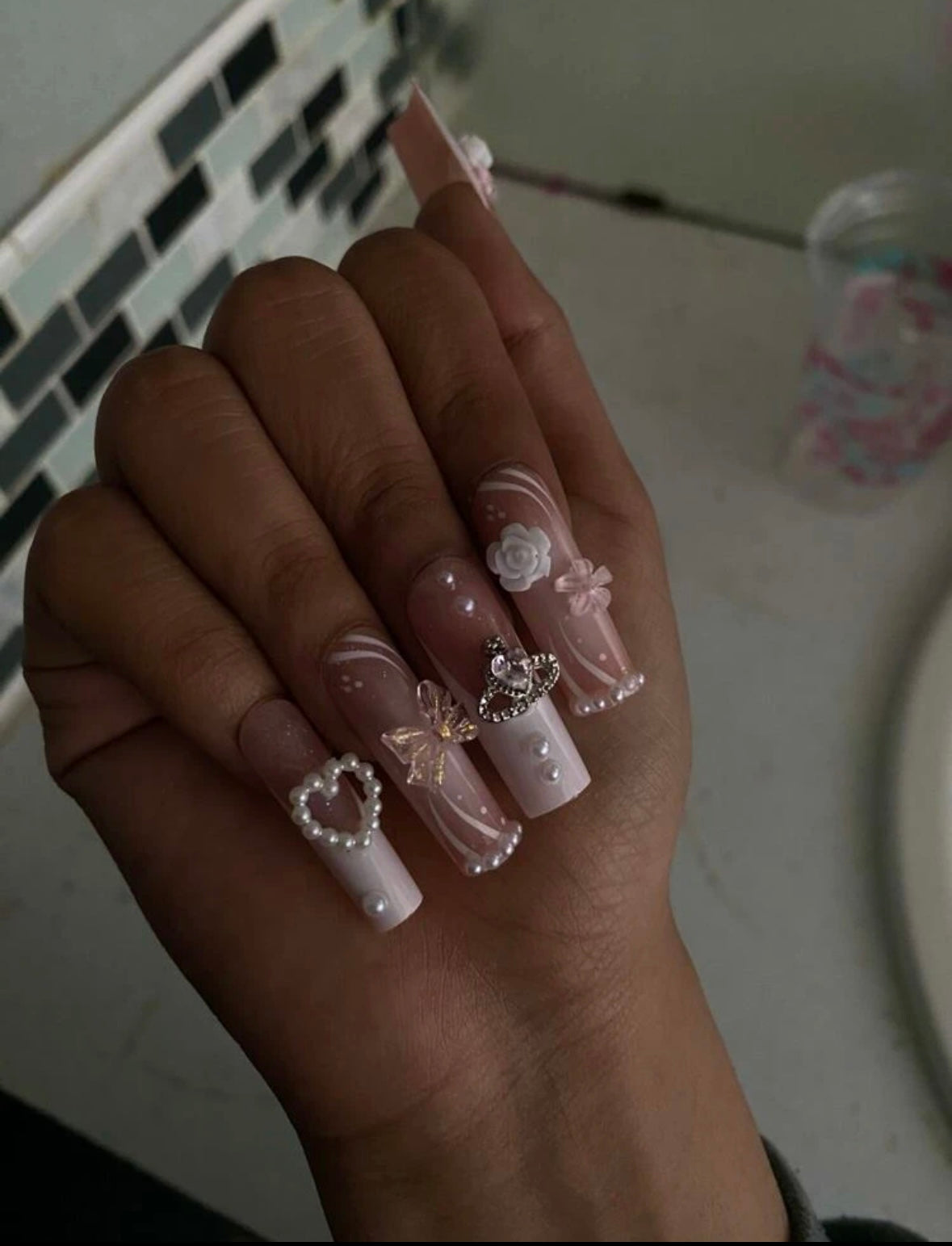 “Bday” press on nails