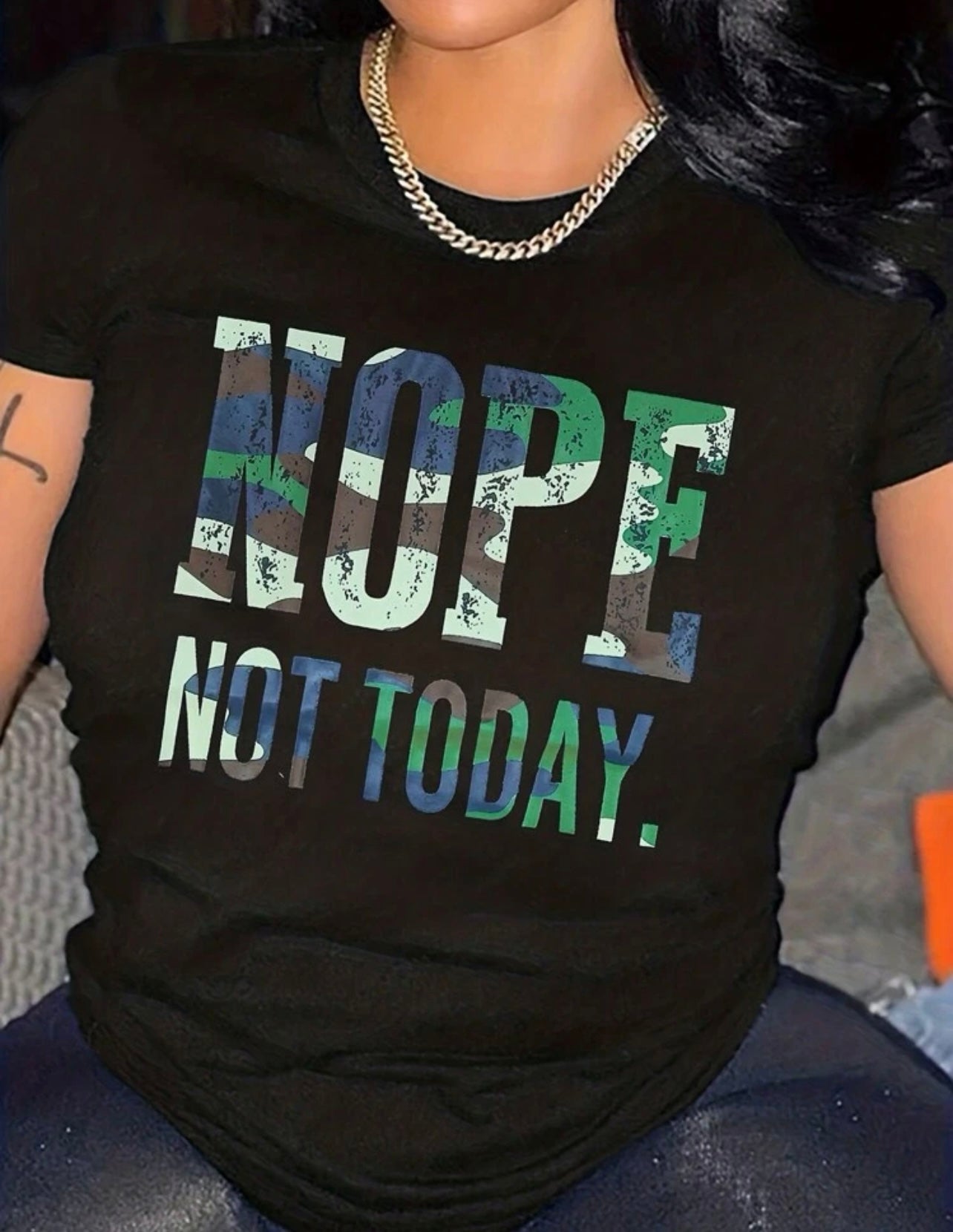 Slogan Graphic Round Neck Tee