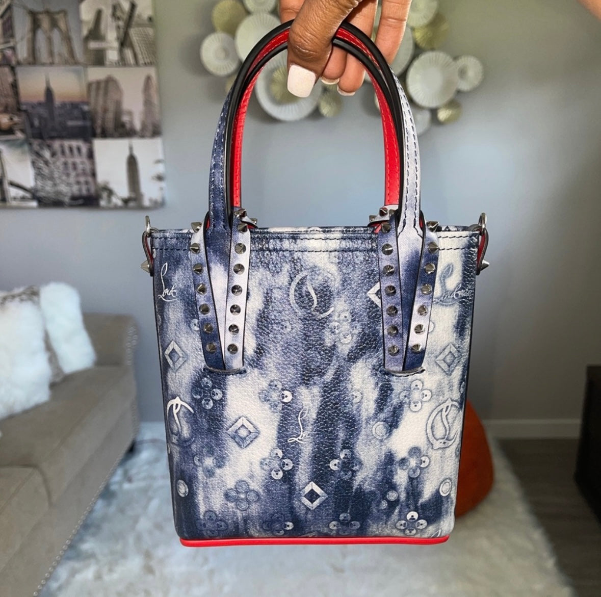 Christian louboutin cabana mini leather tote bag