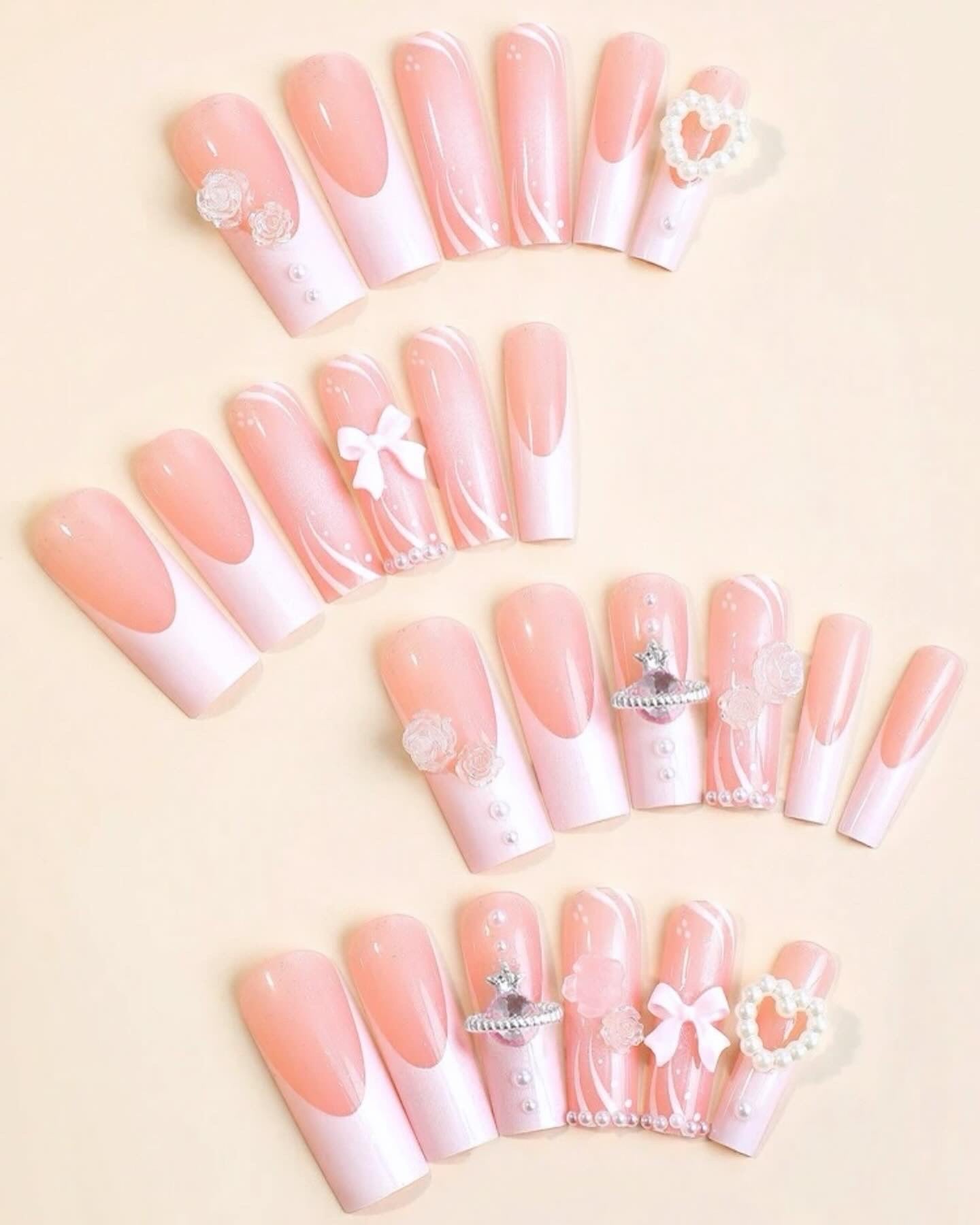 “Snow White” press on nails